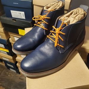 Blue leather boots